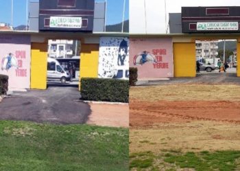 Sözcü yazdı atletizm pistinin ortasındaki asfalt yol kaldırıldı